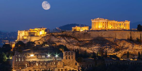 Atenas panorâmica e noite na Taberna